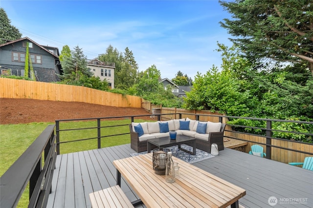 4130 Palatine Ave N, Seattle, WA 98103 - deck featuring an outdoor hangout area and a fenced backyard