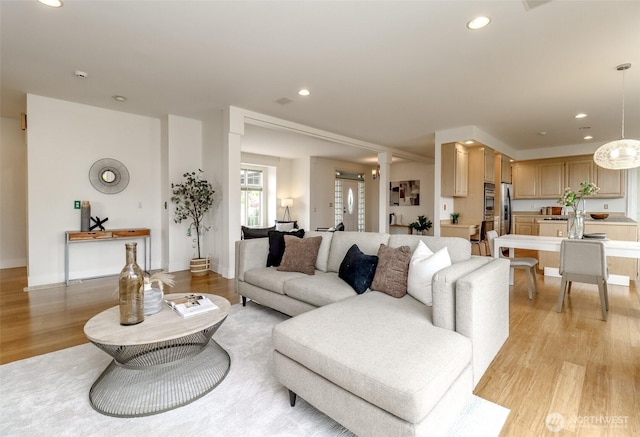 29851 12th Ave SW, Federal Way, WA 98023 - living room featuring light wood-style floors and recessed lighting