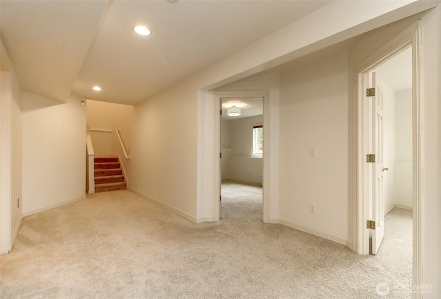 29851 12th Ave SW, Federal Way, WA 98023 - hallway with carpet, stairway, and recessed lighting