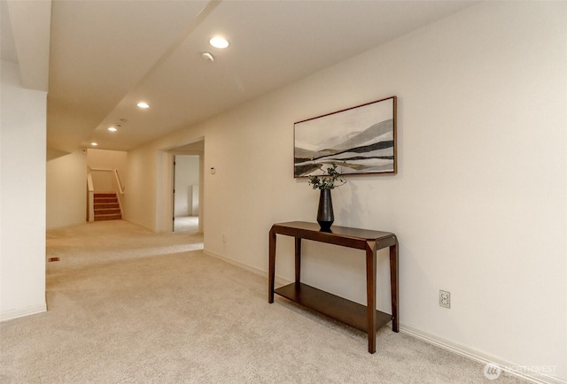 29851 12th Ave SW, Federal Way, WA 98023 - hallway featuring recessed lighting, stairs, and carpet