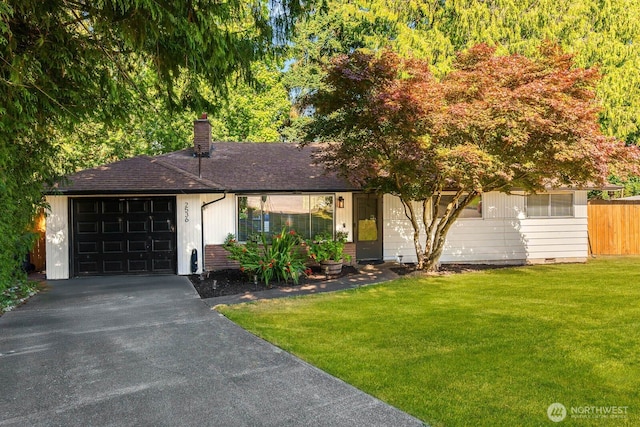 2536 S 286th St, Federal Way, WA 98003 - ranch-style home featuring an attached garage, a chimney, asphalt driveway, and a shingled roof