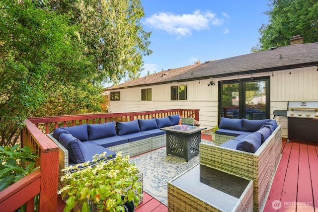 2536 S 286th St, Federal Way, WA 98003 - wooden terrace with an outdoor living space with a fire pit