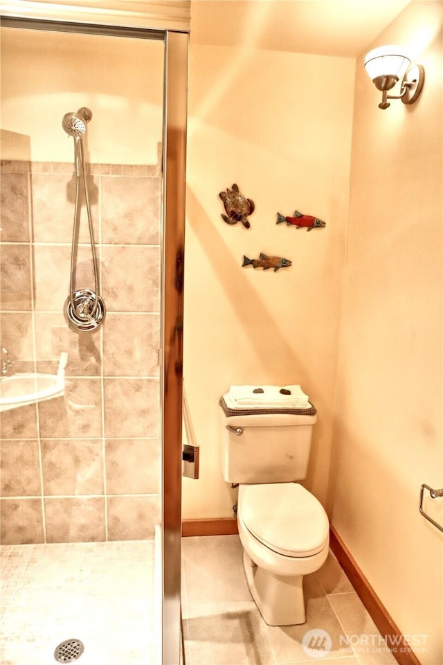 22307 E Lost Lake Rd, Snohomish, WA 98296 - bathroom featuring a stall shower and tile patterned floors