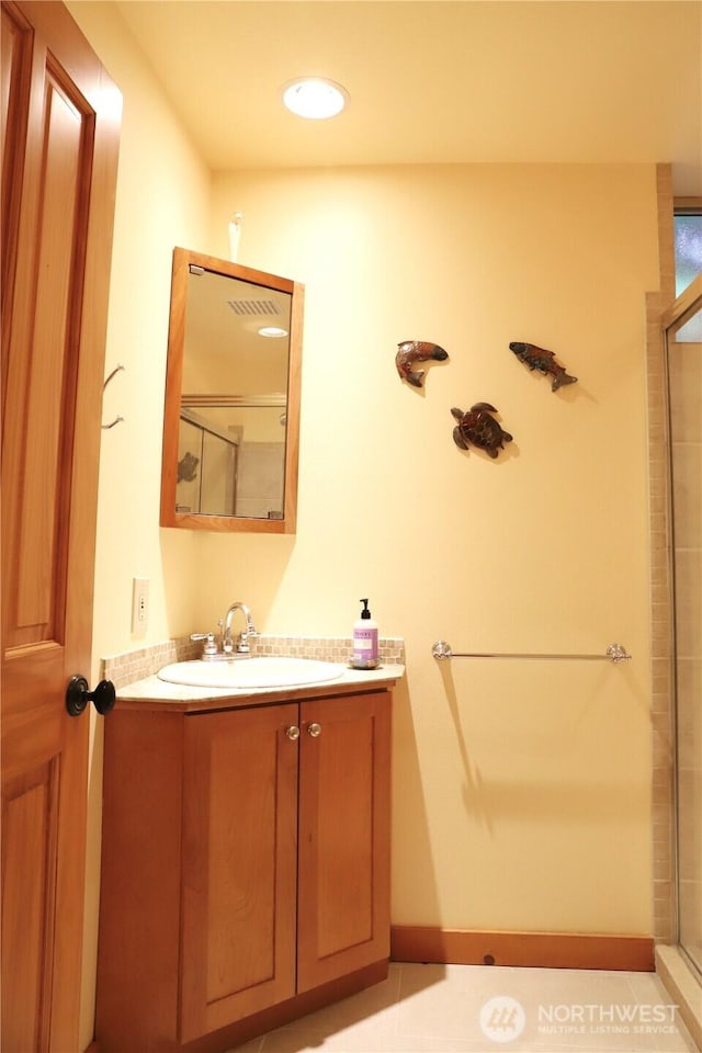 22307 E Lost Lake Rd, Snohomish, WA 98296 - full bathroom featuring vanity and a shower with shower door