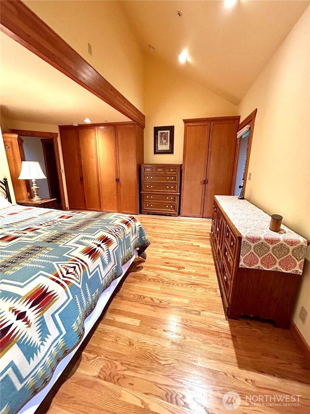 22307 E Lost Lake Rd, Snohomish, WA 98296 - bedroom with light wood-style floors and lofted ceiling