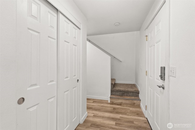 110 Cedar Crest Pl, Napavine, WA 98532 - corridor featuring light wood finished floors and stairway