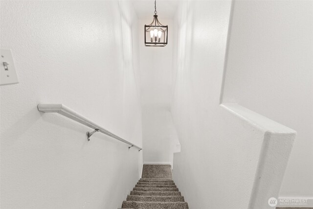 110 Cedar Crest Pl, Napavine, WA 98532 - stairway with a chandelier and carpet flooring