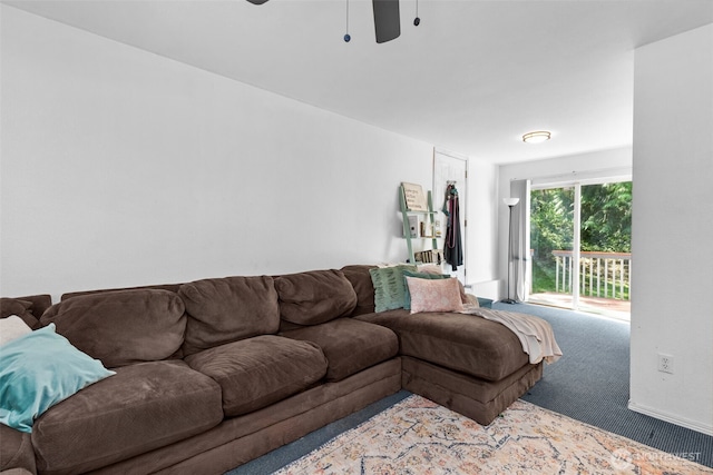 17504 Loop Ln SE, Yelm, WA 98597 - carpeted living area with ceiling fan