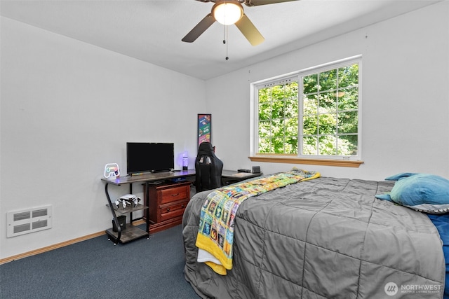 17504 Loop Ln SE, Yelm, WA 98597 - bedroom featuring carpet flooring and a ceiling fan