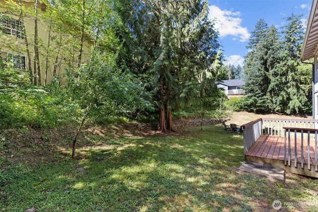 17504 Loop Ln SE, Yelm, WA 98597 - view of grassy yard featuring a wooden deck