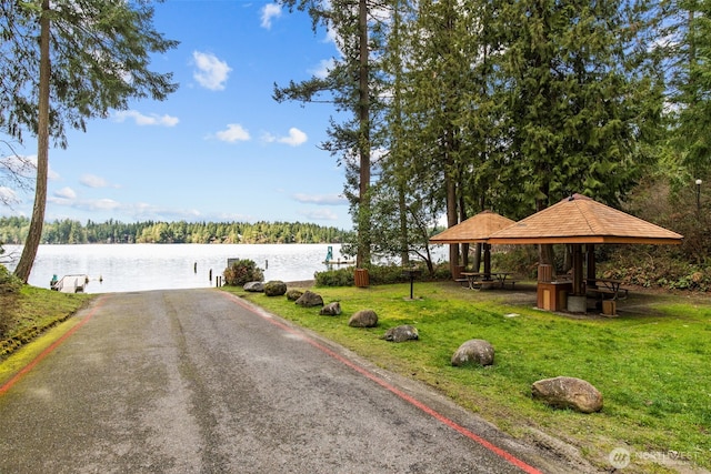 17504 Loop Ln SE, Yelm, WA 98597 - view of asphalt street featuring a water view and a wooded view