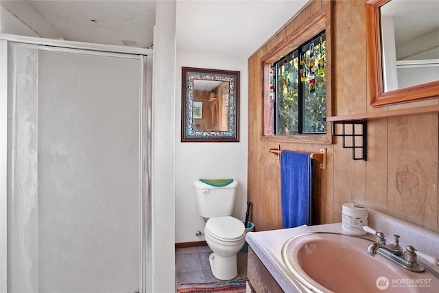 9744 Cascade Loop NE, Olympia, WA 98516 - bathroom with a stall shower, vanity, and tile patterned floors