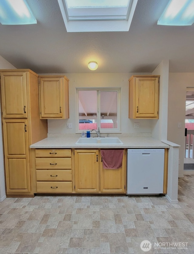 5309 NE 75th Ave, Vancouver, WA 98662 - kitchen featuring dishwasher, light brown cabinets, and stone finish flooring