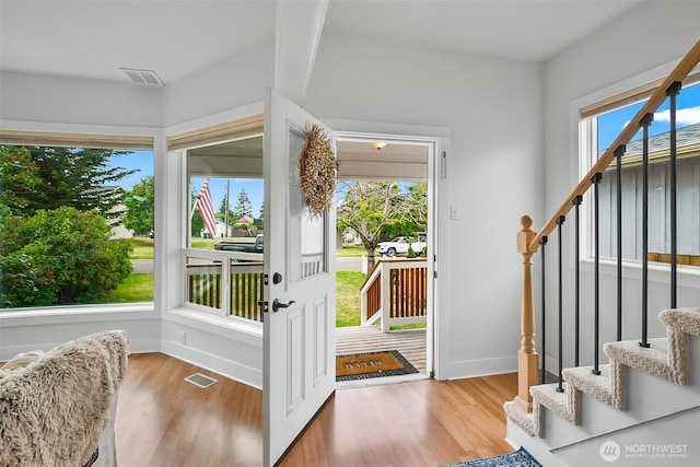 807 24th St, Anacortes, WA 98221 - entryway featuring stairway and wood finished floors