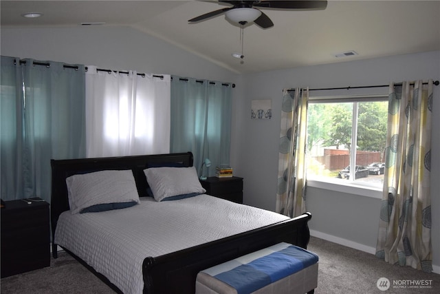 4201 Mckinley St NE, Lacey, WA 98516 - bedroom featuring lofted ceiling, carpet, and a ceiling fan
