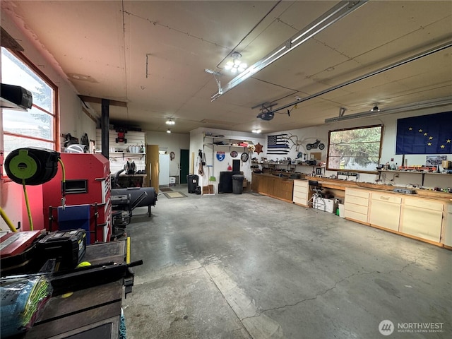 8 Iris Ln, Twisp, WA 98856 - garage featuring a workshop area and a garage door opener