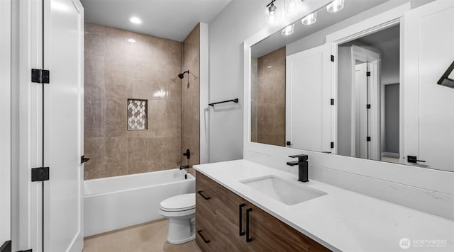 1542 213th Ct NE, Sammamish, WA 98074 - full bathroom with vanity, shower / tub combination, tile patterned floors, and recessed lighting