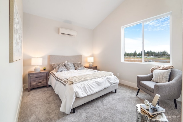 5763 S Sherri Lea Rd, Spokane, WA 99224 - bedroom with vaulted ceiling, carpet flooring, multiple windows, and an AC wall unit