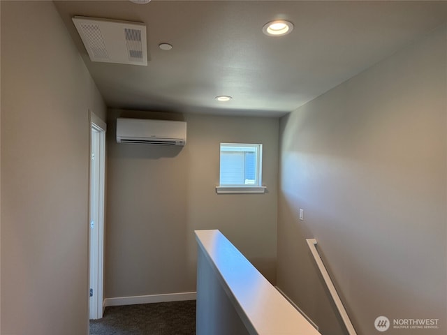 664 LOT25 W Kline Rd, Bellingham, WA 98226 - hallway with an AC wall unit, an upstairs landing, recessed lighting, and dark carpet