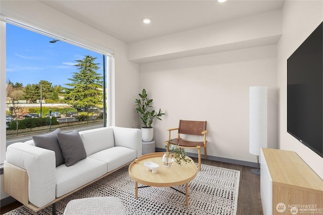 11903 NE 128th St Unit 205, Kirkland, WA 98034 - living room with wood finished floors and recessed lighting