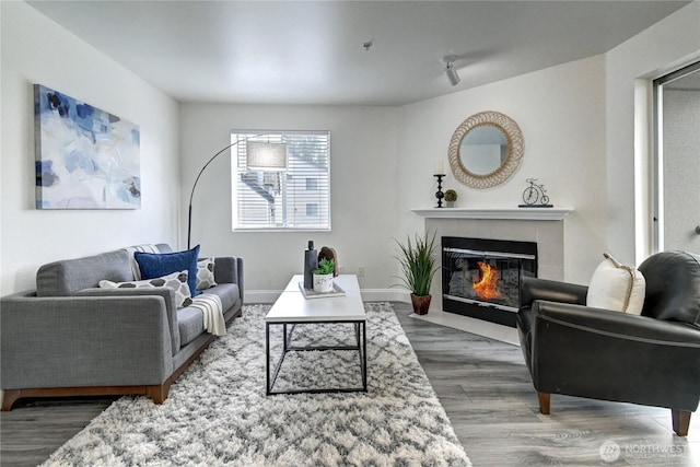 5000 Lake Washington Blvd NE Unit B201, Renton, WA 98056 - living area featuring wood finished floors and a tile fireplace