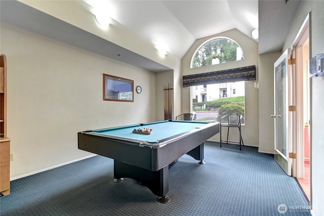 5000 Lake Washington Blvd NE Unit B201, Renton, WA 98056 - rec room featuring carpet, lofted ceiling, and billiards table