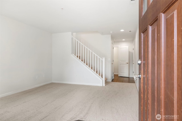 21270 40th Way S Unit 35, Seatac, WA 98198 - foyer with carpet floors, stairway, and recessed lighting