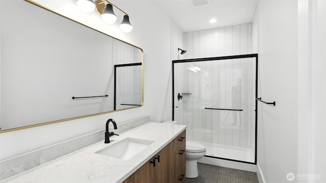 1118 N 34th St, Renton, WA 98056 - full bathroom featuring vanity, a stall shower, and recessed lighting