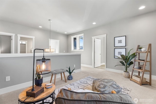 20851 156th St E, Bonney Lake, WA 98391 - living area featuring light carpet and recessed lighting
