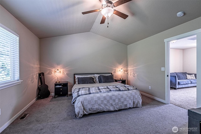 5003 Madison Heights Ct SE, Olympia, WA 98501 - carpeted bedroom featuring ceiling fan and lofted ceiling