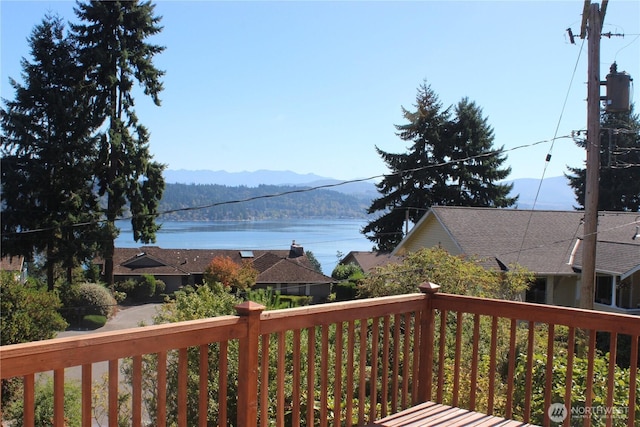 16654 SE 26th Pl, Bellevue, WA 98008 - wooden terrace with a water and mountain view