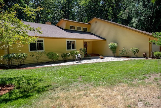 2327 31st Ave NW, Olympia, WA 98502 - mid-century home featuring a patio, a front yard, crawl space, and a chimney