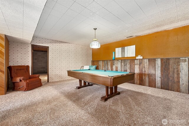 5415 Johnson Point Rd NE, Olympia, WA 98516 - playroom with carpet, billiards table, and wood walls