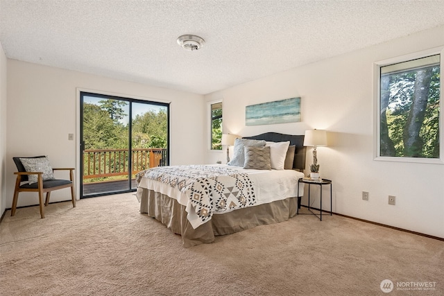 5415 Johnson Point Rd NE, Olympia, WA 98516 - carpeted bedroom with access to outside and a textured ceiling