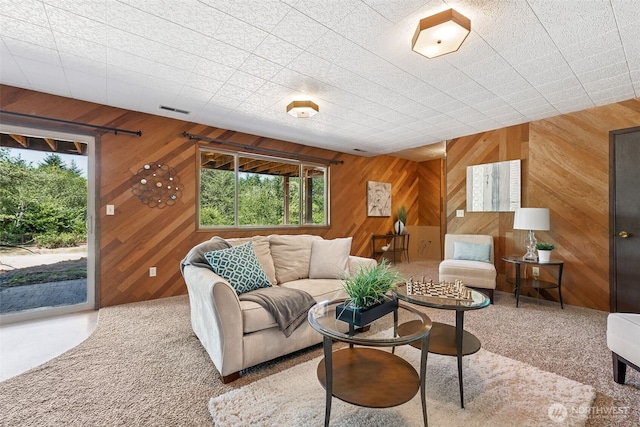 5415 Johnson Point Rd NE, Olympia, WA 98516 - living area featuring wood walls and carpet floors