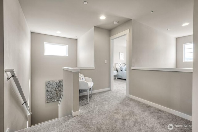28003 74th Ave NW Unit 33, Stanwood, WA 98292 - hall featuring an upstairs landing, carpet, and recessed lighting