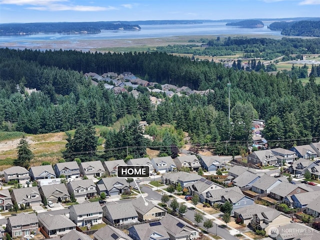 9647 6th Way SE, Lacey, WA 98513 - aerial view of residential area with a heavily wooded area