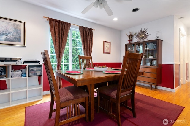 302 S Washington, Everson, WA 98247 - dining area with hardwood / wood-style floors, ceiling fan, and recessed lighting