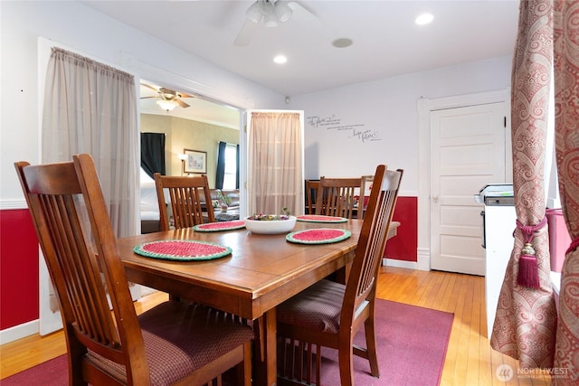 302 S Washington, Everson, WA 98247 - dining room with ceiling fan, hardwood / wood-style floors, and recessed lighting