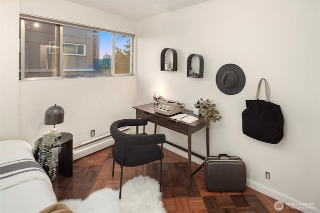 505 Belmont Ave E Unit 801, Seattle, WA 98102 - home office featuring a baseboard radiator and baseboards