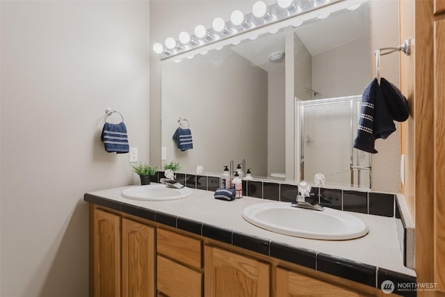 3148 Mountain View Rd, Ferndale, WA 98248 - bathroom featuring double vanity and a stall shower