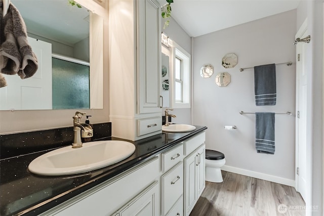 3148 Mountain View Rd, Ferndale, WA 98248 - full bath with double vanity, wood finished floors, and a shower