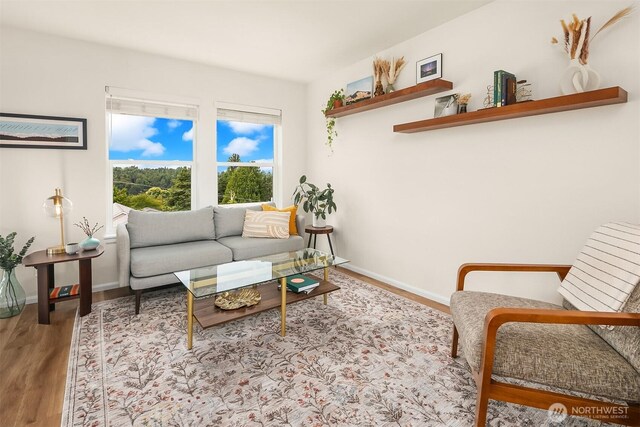 2101 N 55th St Unit 312, Seattle, WA 98103 - living area featuring wood finished floors and baseboards