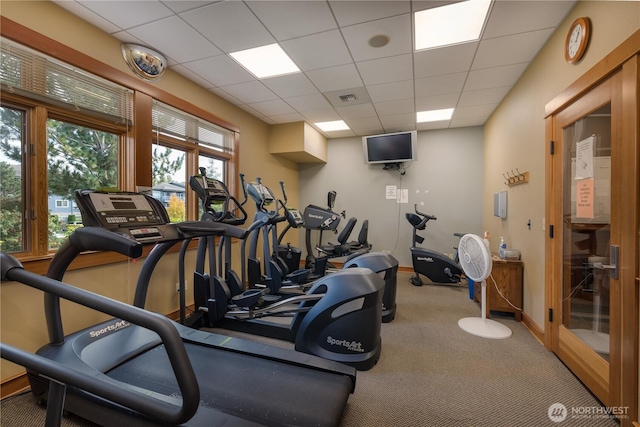 512 Darby Dr Unit 213, Bellingham, WA 98226 - exercise room with carpet floors and a drop ceiling