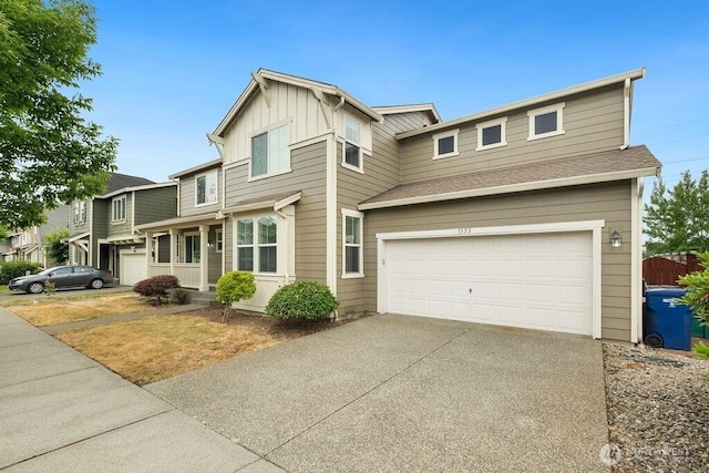 1353 32nd Pl NE, Auburn, WA 98002 - traditional-style house featuring concrete driveway, an attached garage, and board and batten siding