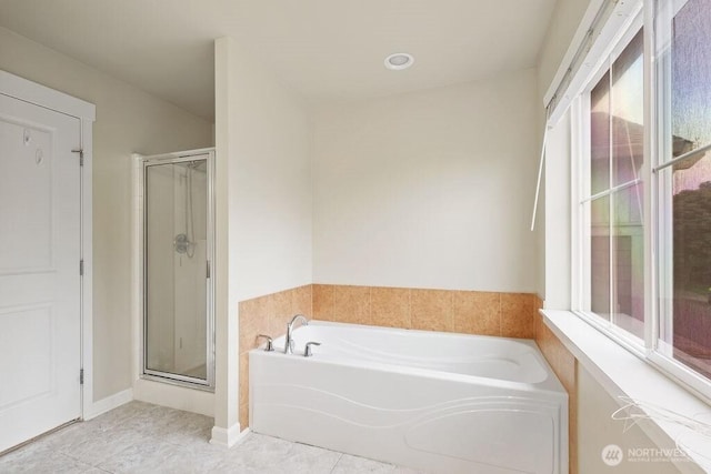 1353 32nd Pl NE, Auburn, WA 98002 - full bath with a bath, tile patterned flooring, and a shower stall