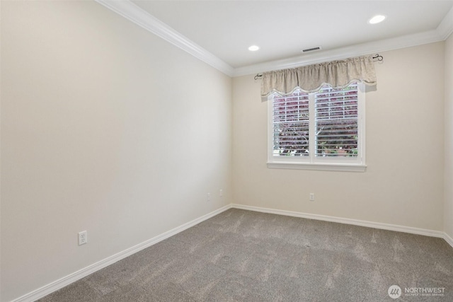4826 Bend Dr NE, Lacey, WA 98516 - spare room featuring crown molding, carpet floors, and recessed lighting