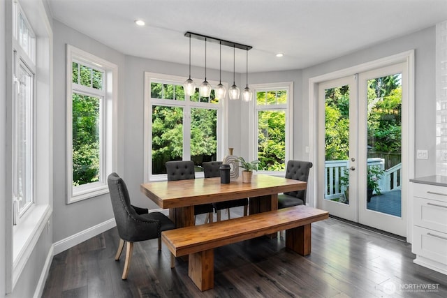 1416 2nd St, Kirkland, WA 98033 - dining room with dark wood-style flooring, recessed lighting, and french doors