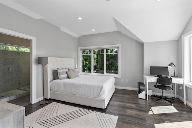1416 2nd St, Kirkland, WA 98033 - bedroom with a desk, recessed lighting, wood finished floors, and lofted ceiling