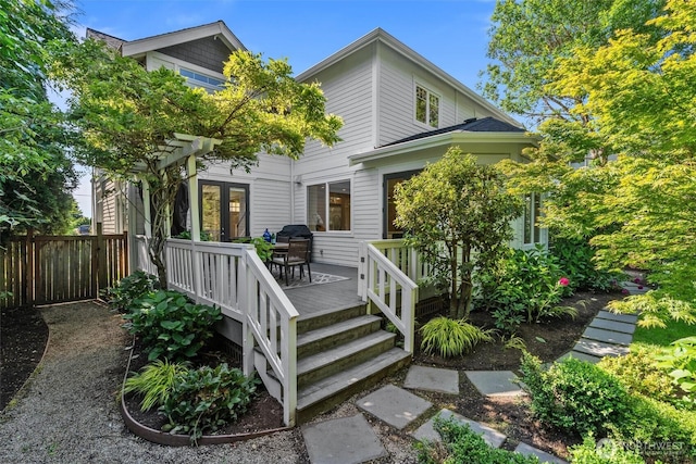 1416 2nd St, Kirkland, WA 98033 - rear view of property with a wooden deck and a pergola